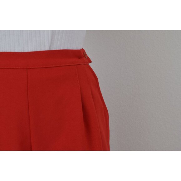 Vintage 80s Red Polyester Pleated Trousers by Pykettes | size 12 - Picture 6 of 10